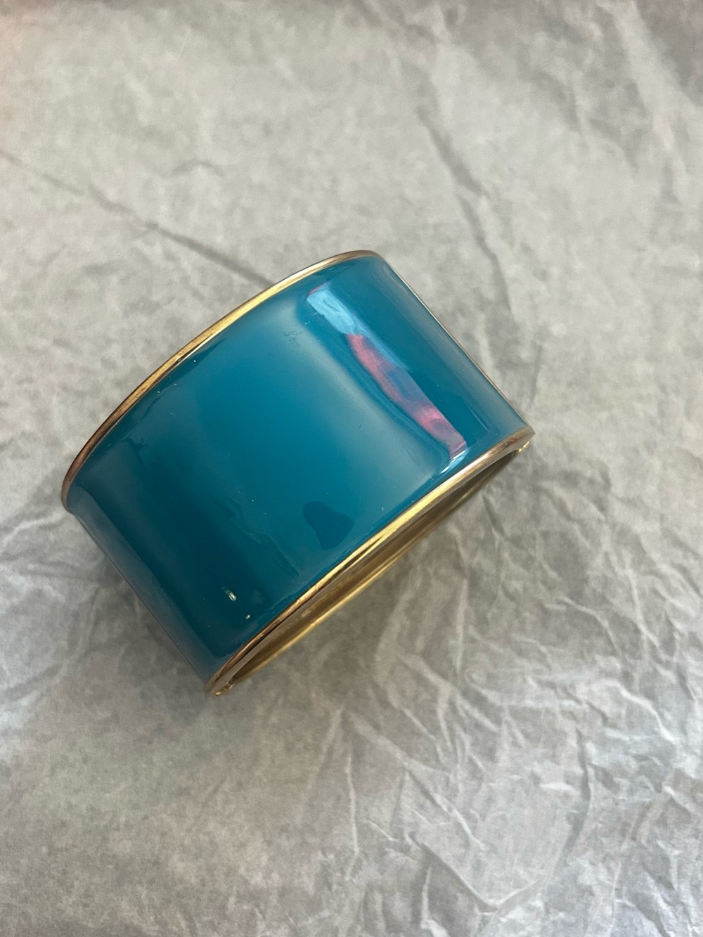 Vintage Gold-Trim Teal Enamel Cuff Bracelet - Women Accessories